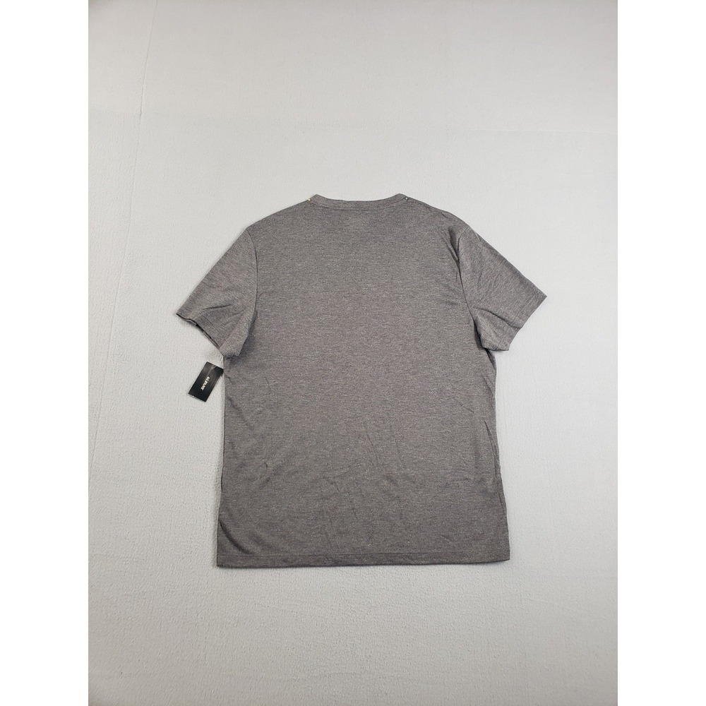 Alfant Men Henley Shirts L Gray Short Sleeve Pullover Stretched Logo Casual - Picture 12 of 16